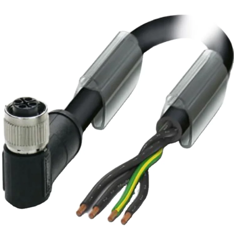 Power cable PUR black AC current electrical M12 S code 4 pin connector