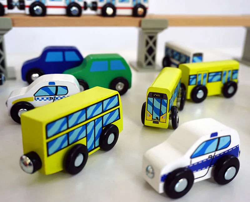 Wooden Train Tracks Compatible with  Wood Toy Railroad Set Wooden Train Cars for slot Toy