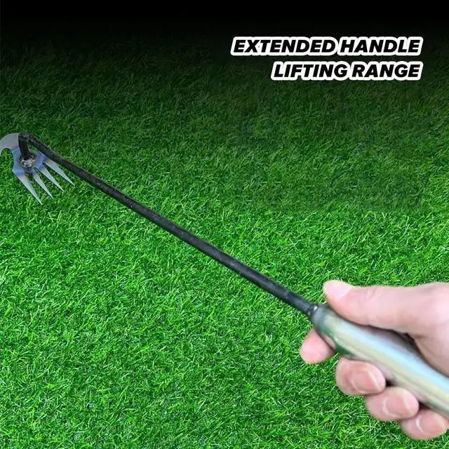 Garden Weeding Artifact Uprooting Weeding Tool Steel Weed Puller 4 Teeth Dual Purpose Weeder Hand Remover Tool