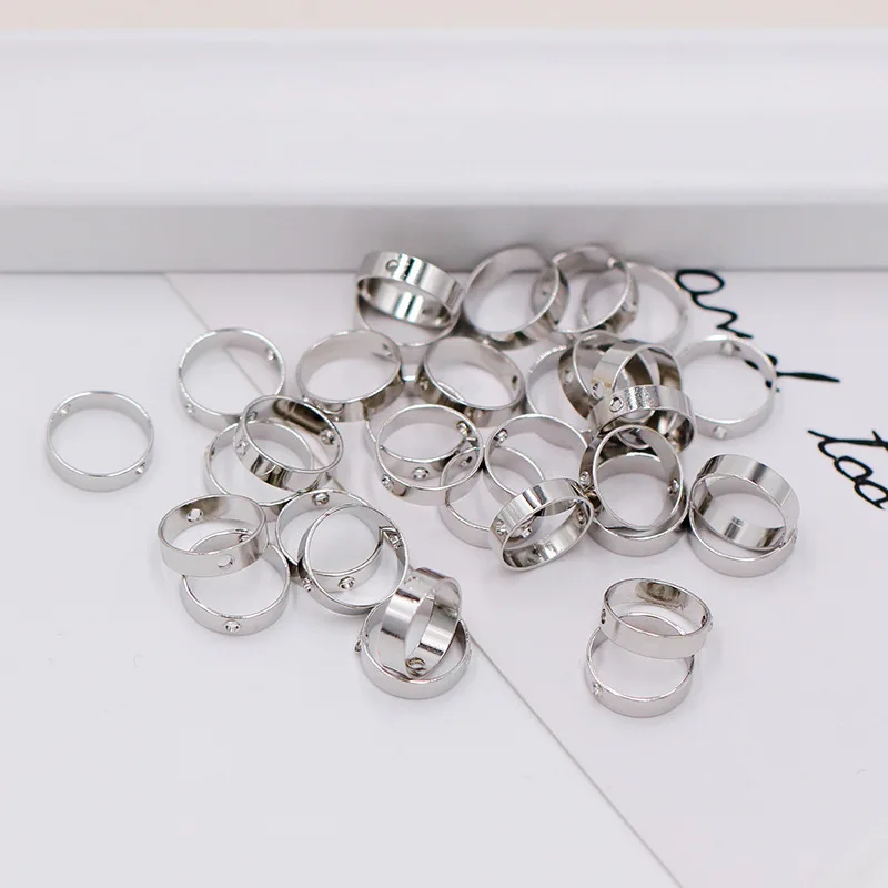 O Ring Bracelet Women Jewelry Accessories 18k Gold Plated Can Through Double Hole Beads Closed Copper Jump Rings