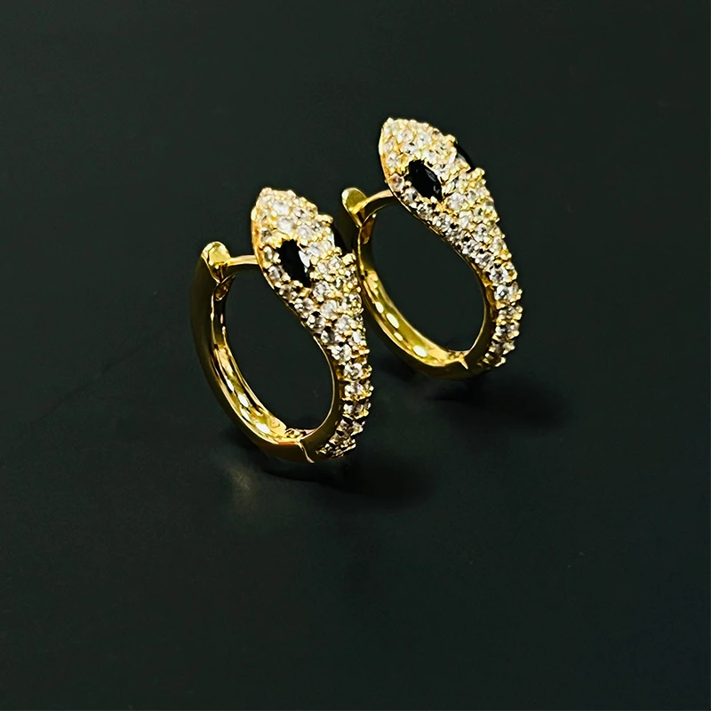 Wholesale stock gold zirconia inlaid snake earrings fashion ladies jewelry high quality copper earrings