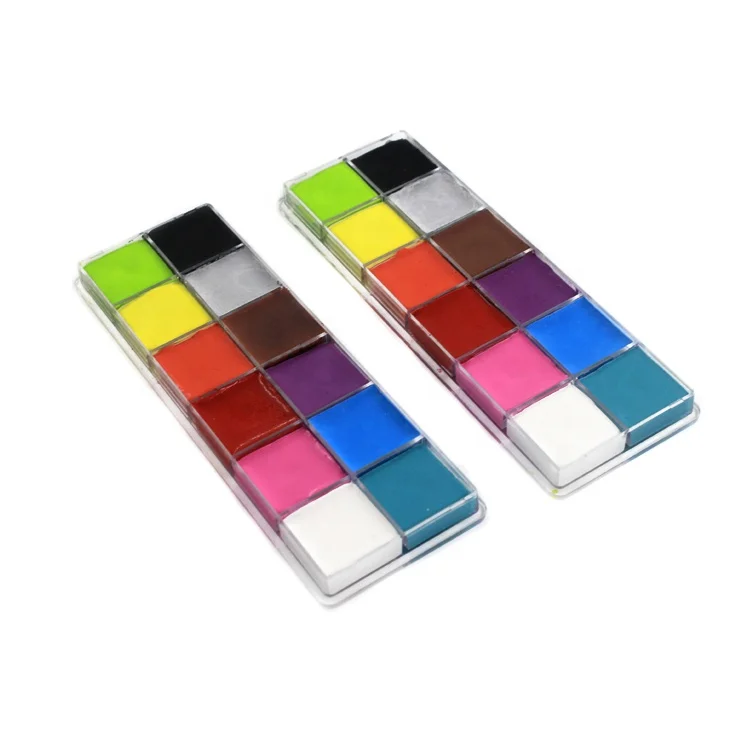 Hot Sale 12 shades colors oil-based face painting clown cat skull face art makeup face paint set