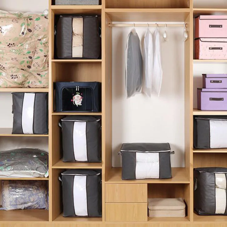 
Folding storage bag Quilt Clothes Zipper Clear Windows Storage bag Breathable fabric storage bag customized 