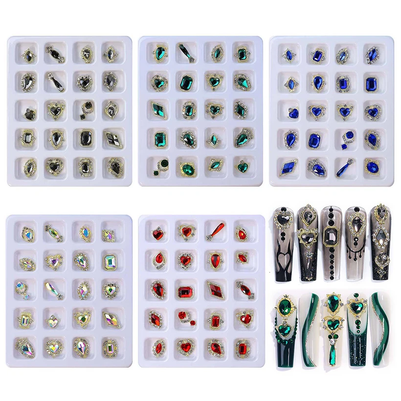 Wholesale Bling Press On Nails Rhinestone Nail Art Decorations DIY 3D Big Nail Charms Rhinestones