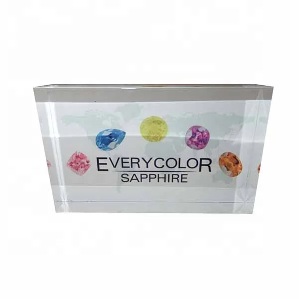 Custom Clear Resin Logo Solid Acrylic Block Stand