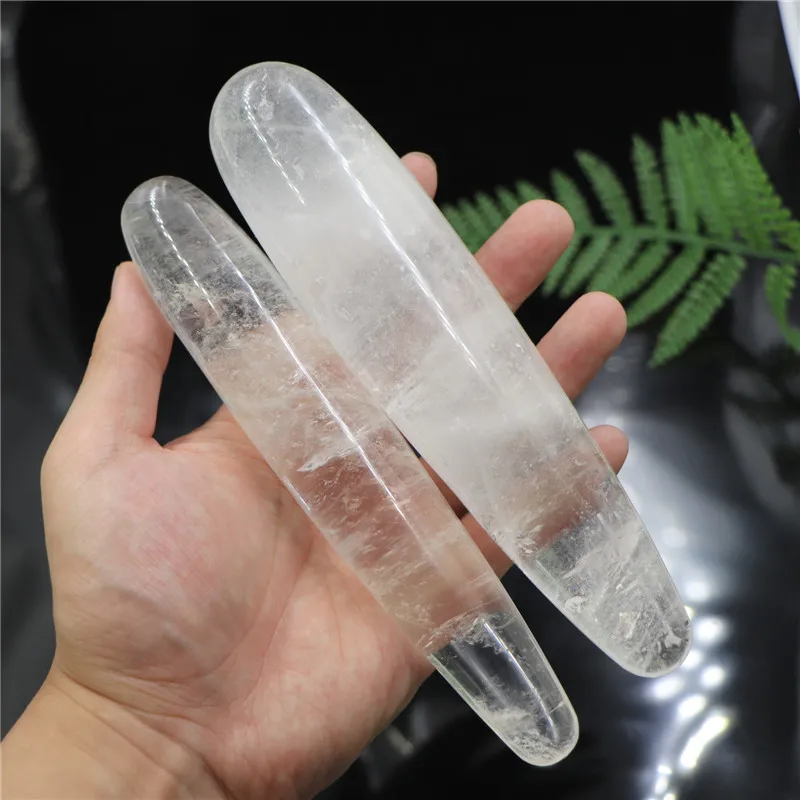 18cm Reiki Stick Natural Clear Quartz Crystal Wand Hand Carved Massage Stick Gemstone Yoni Wand Metaphysical Healing Wand