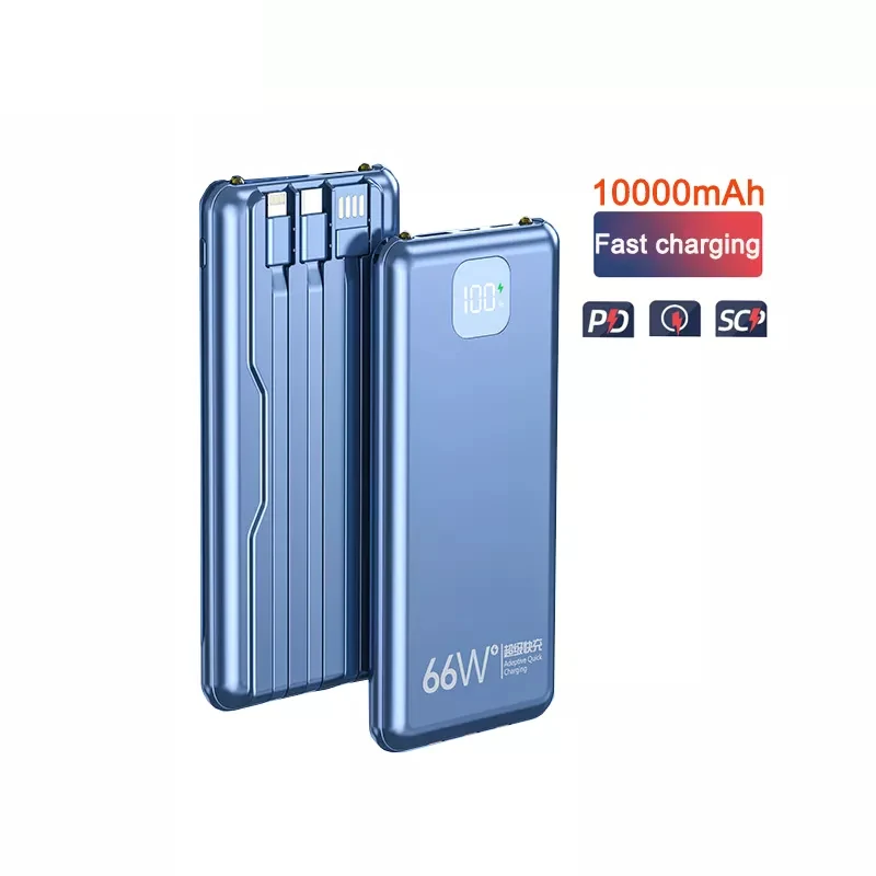 66w Pd Fast Charging Power Bank Battery 20000mah 10000mah Portable Charger Powerbanks With Charging Cable for huawei for apple