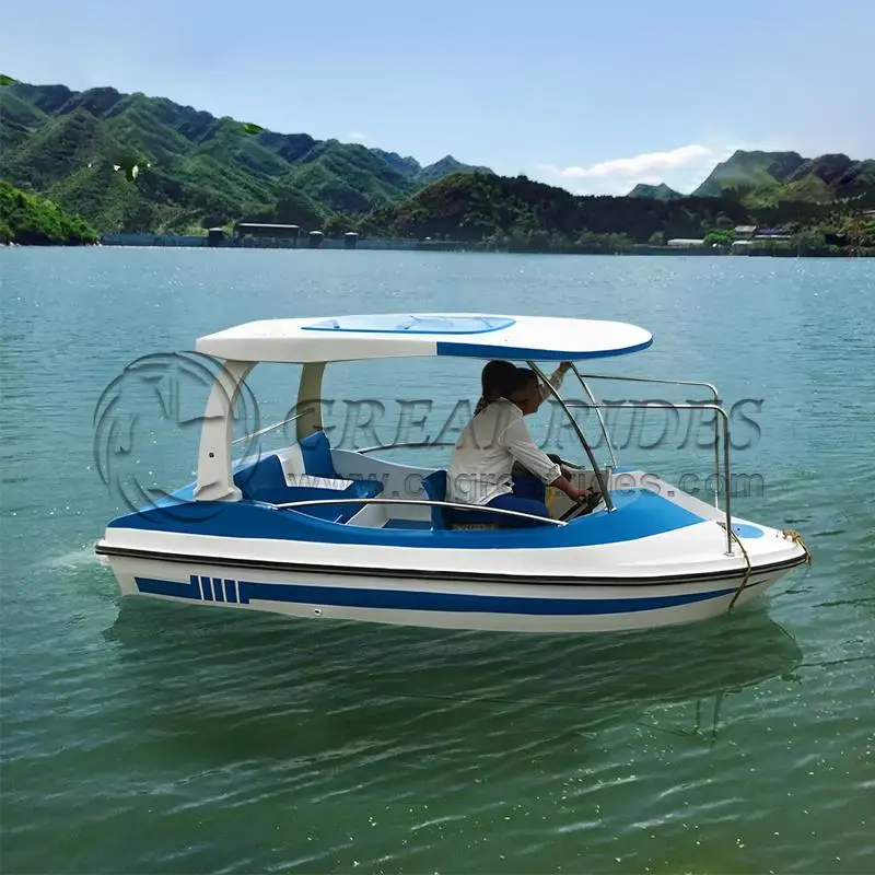 Wholesale New Style Mini 5 Passenger Fiberglass Boat Customized Cheaper Water Park Electric Boat