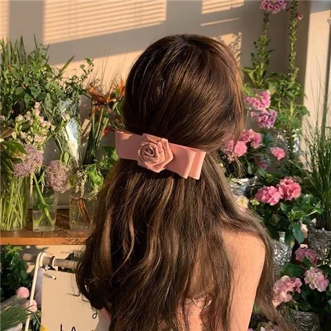 Hot selling high sense bow hairpin fashion new pink rose hairpin hair accessories women