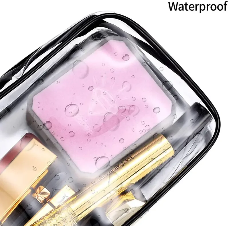 Customized travel transparent pvc toilet cosmetic bag clear make up pouch for women