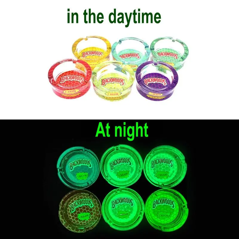 custom logo Wholesale Rectangle Skull Square round Glow In dark Ashtray Clear Crystal Custom Glass Ashtray