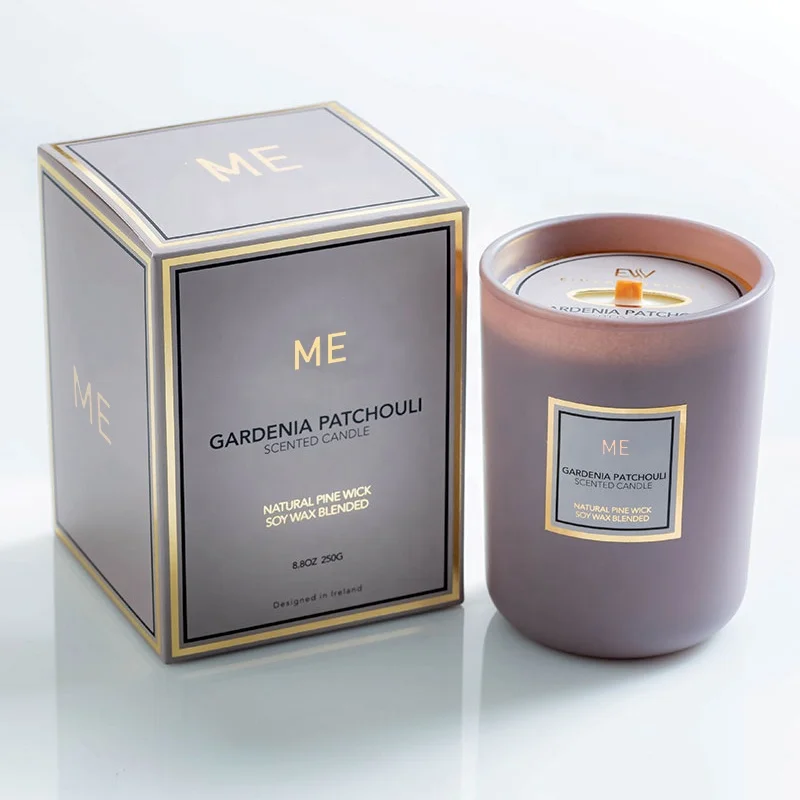 Mescente Luxury Custom Glass Bottle Woodwick Strong Scented Soy Candles, Wood Wick Candle