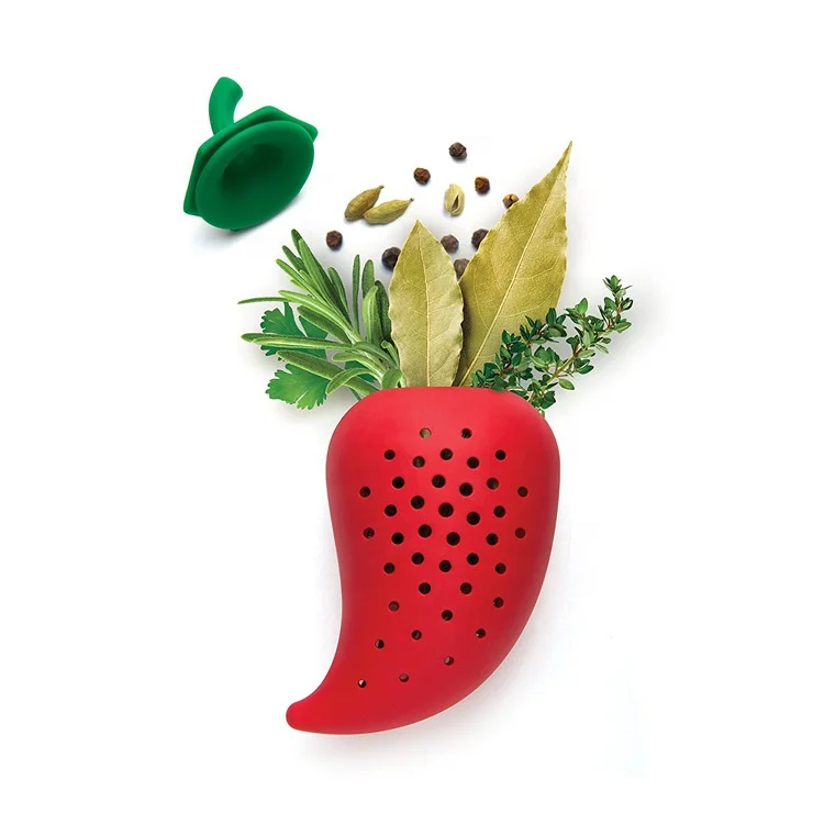 Creative Chili Shape Cooking Soup Strainer Food Grade Silicone Seasoning Filter Spice Herb Infuser
