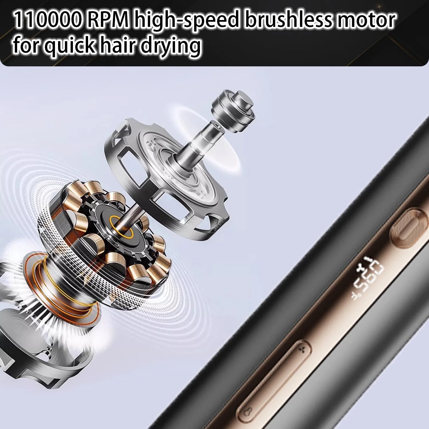 Wholesale 1600W LED Temperature Display 110000RPM High Speeds BLDC Motor 6 in 1 Hair Styler Hot Air Comb Salon Hair Dryer Brush