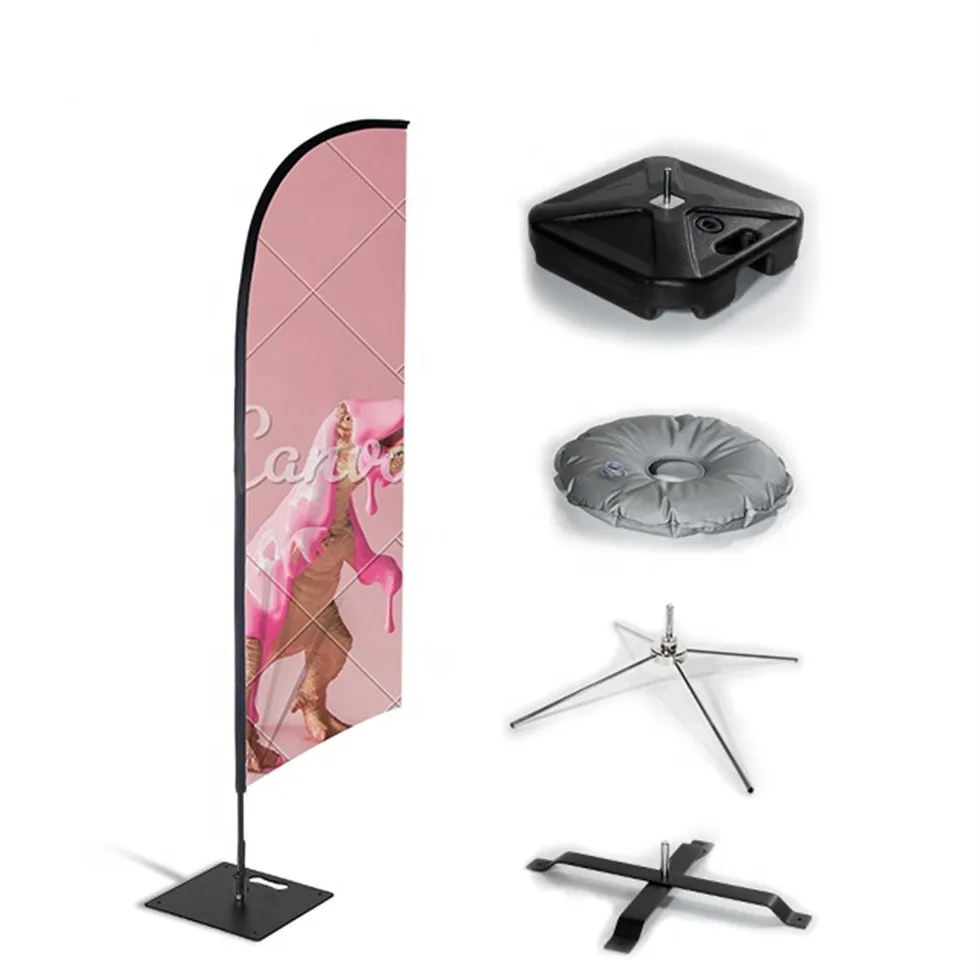 Wholesales Tent Widen Knitting Webbing Beach Flag With Heavy Foot