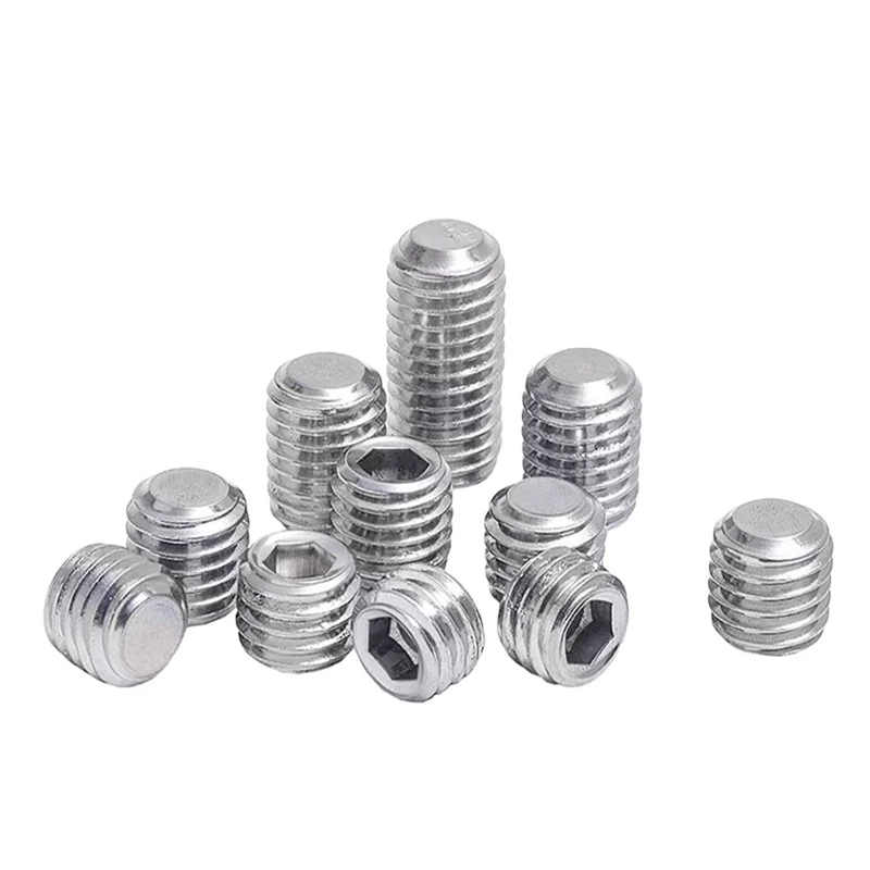 Din 913 304 316 stainless steel flat end fastening  headless hexagonal set screws