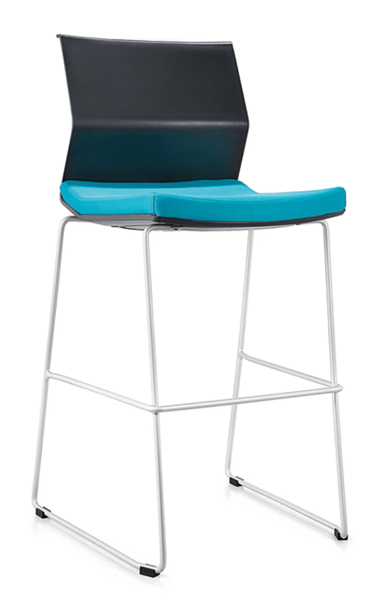 Contemporary colorful luxury design factory price promotion sled base high steel bar chair fabric seat covers metal bar stool