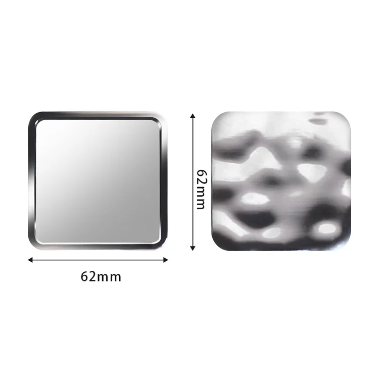 Personalised Portable Fashionable Gift Single side small sliver wavy square Metal Handheld pocket vanity Compact Mirror