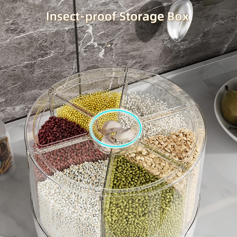 Commercial Kitchen Large 360 Rotation Dry Food Storage Containers Multi Grain Cereal Dispenser with Lids