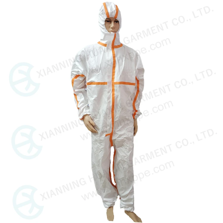 Safety  microporous coverall with orange heated tape