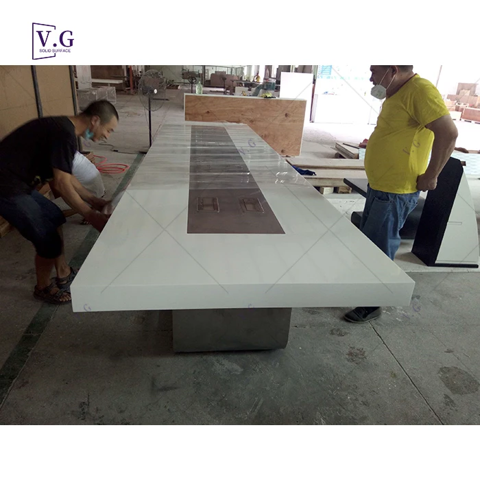 High-end large conference table 2.4m custom marble stone u shaped conference tables