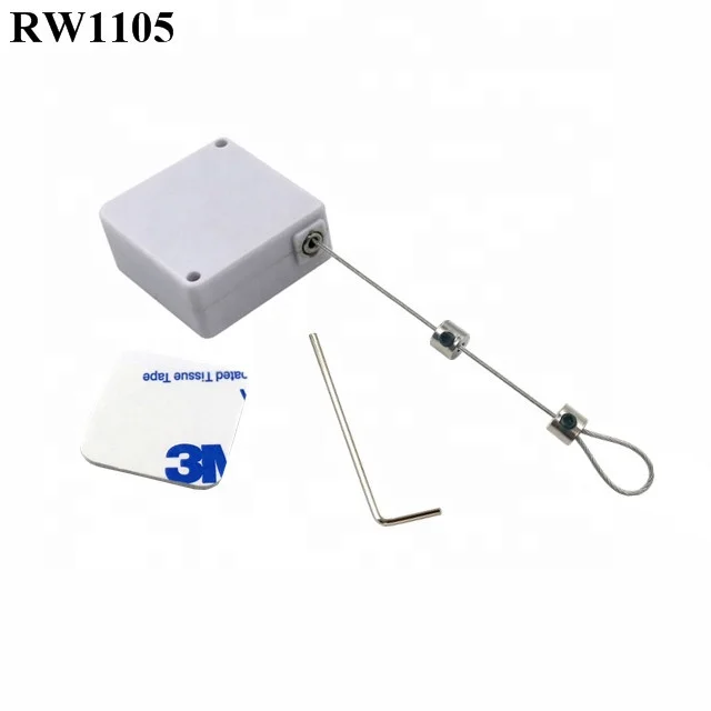 RUIWOR RW1105 Square Retractable String Reel Plus Adjustalbe Lasso Loop by Metallic Lock Allen Key for Jewelry Security Display