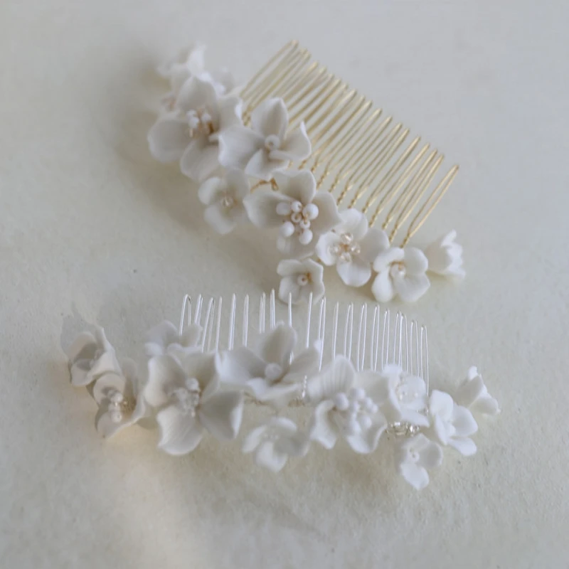 Handmade Women Hair Ornament Jewelry Flower Wedding Hair Piece Bridal Hair Comb