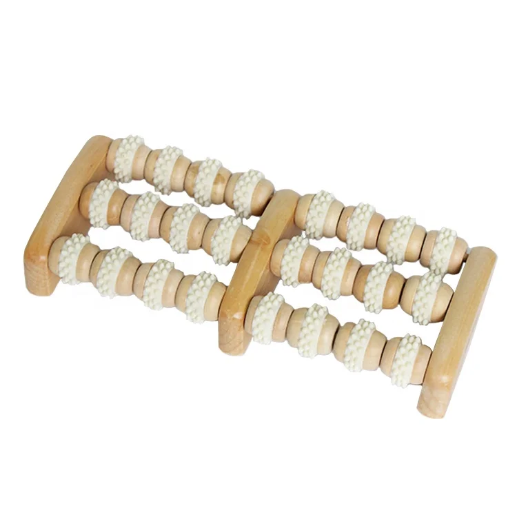 Dual Foot Massage Wooden Roller For Relax Relieve Plantar Fasciitis Stress Heel