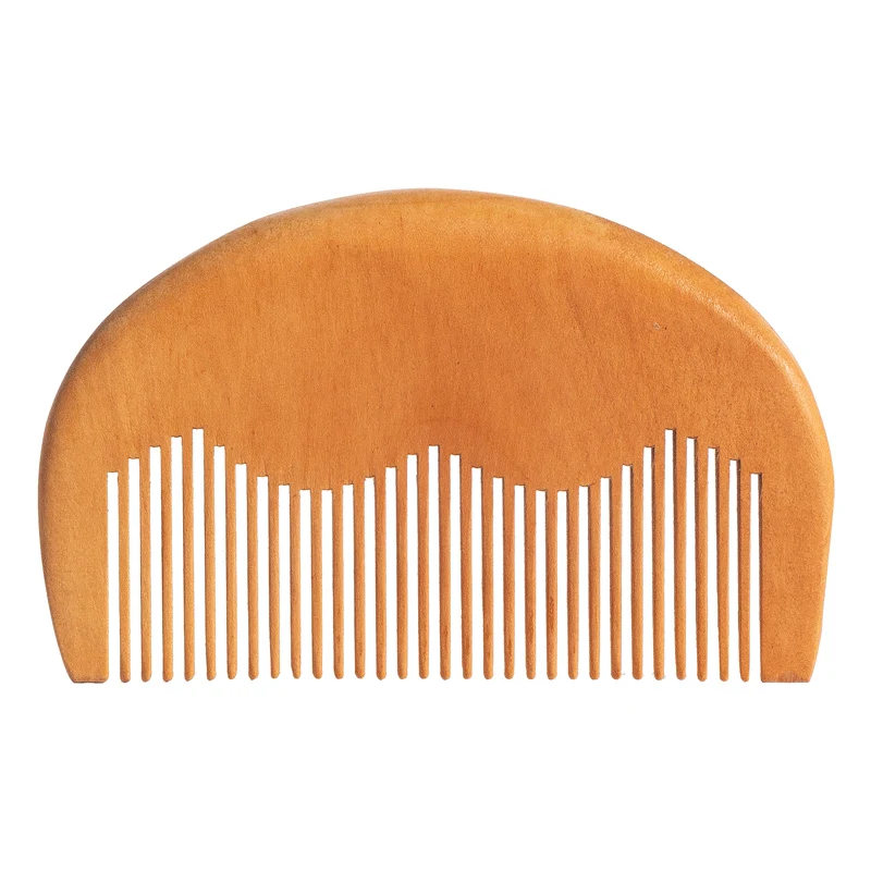 Natural private label logo beard shape wood handle wooden peach hair comb wood combs for salon