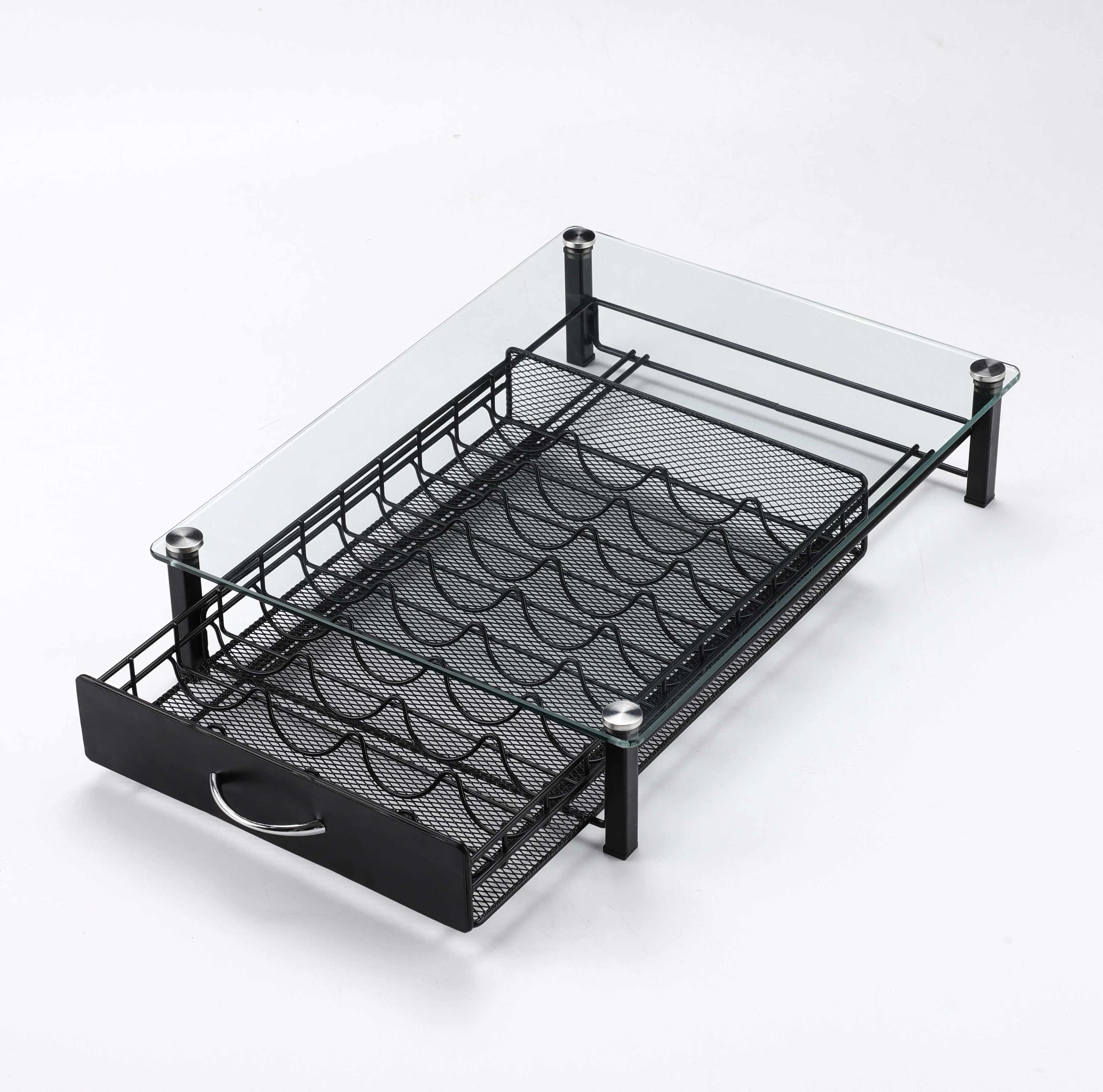 Developed design 40 pcs Coffee Capsule Holder Capsules Capacity Glass Drawer for Nespresso Vertuoline