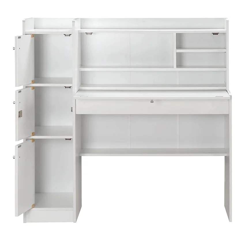 Modern Portable Sleek Design Wooden Standing Desk Hutch Home Study Office Furniture Includes Computer Table