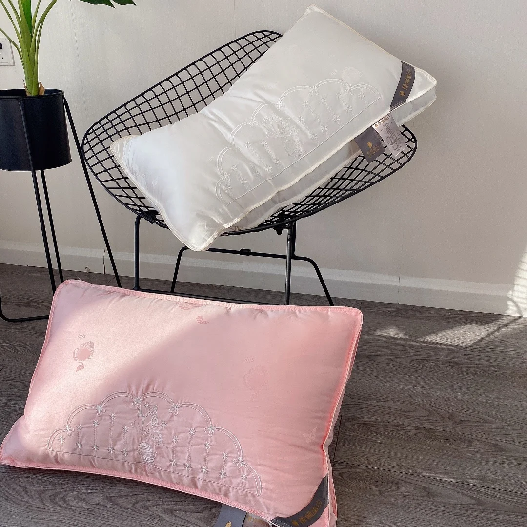 5 Star Hotel Lace Craft Silkworm Chrysalis Protein Down Velvet Pillow Cotton Breathable Custom Hilton Pillows