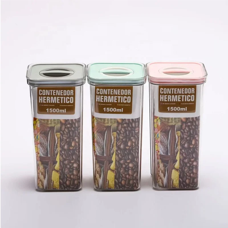 1500ML Household Transparent Grain Storage Tanks Kitchen Food Dry Goods Storage Box Plastic Sealed Can Multigrain Tank