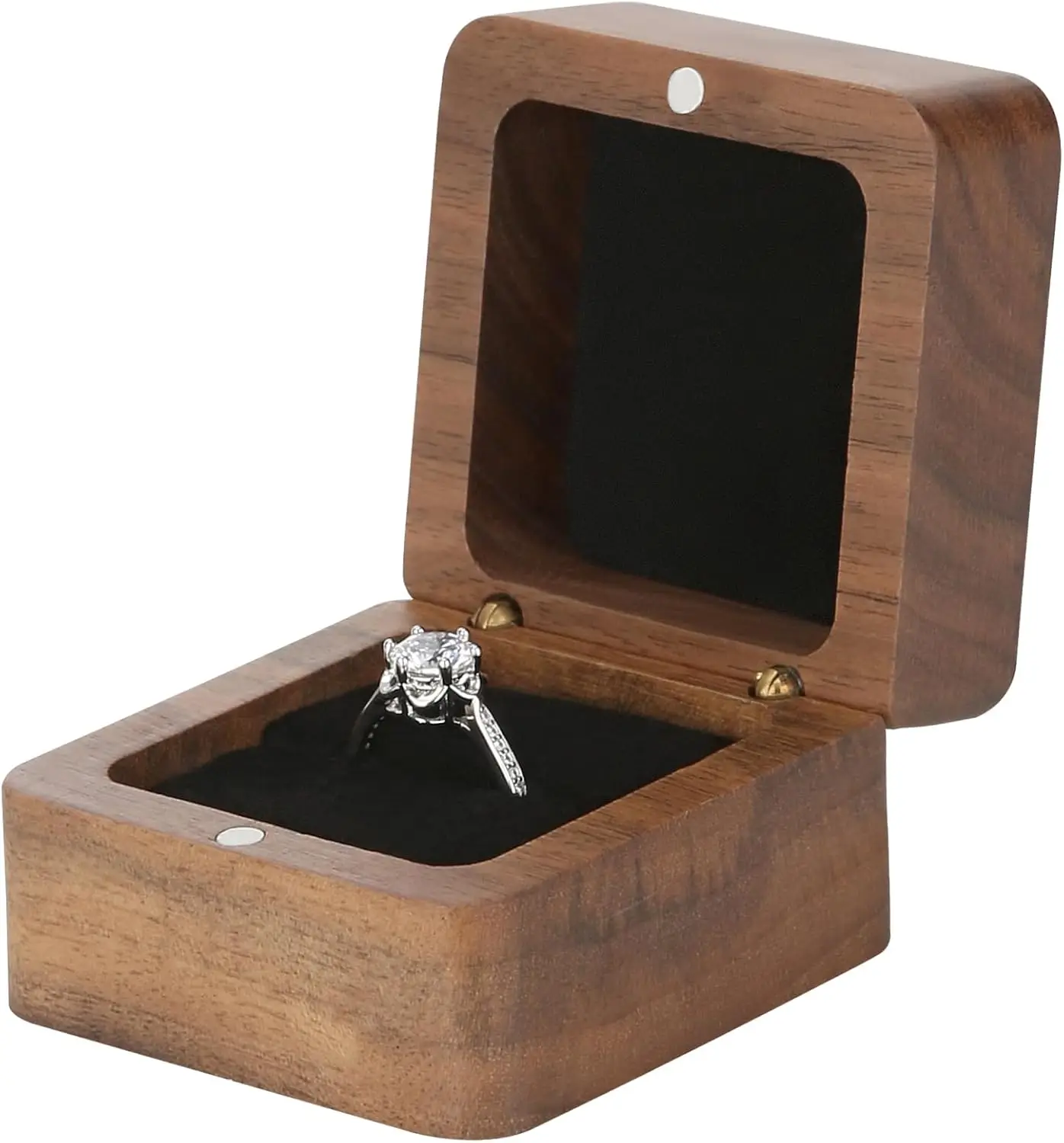 Wooden Ring Box with Single Slot 2 Slot personalized small Wood Ring Jewelry Box for Proposal Wedding Ceremony