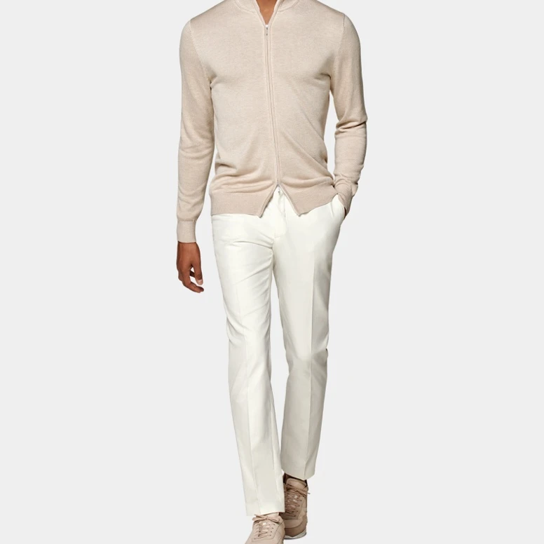 Sleeve cardigan sweater coat knit sweater winter  men Zipper sweater light brown