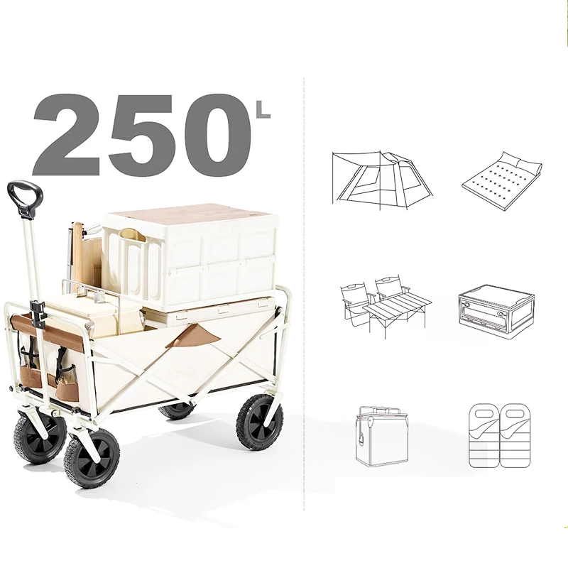 Entai Wholesale outdoor easy walk camping beach wagon cart foldable beach trolley wagon with 4 wheels