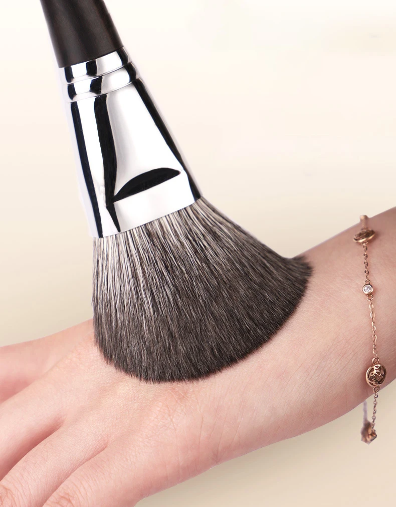 40 Pcs Ebony handle animal goat pony hair horsehair high quality black professional makeup brush set for engrave custom logo