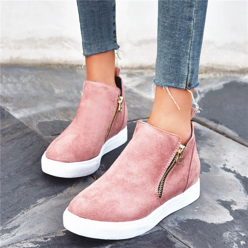 BT-025 2022 hot sell casual short boots for women suede leather walking shoes wedge low heel ankle boots ladies