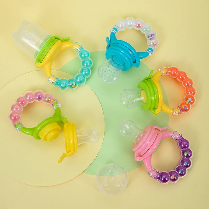 baby teether nipple fresh fruit food vegetable bite bag pacifier safe eat silicone feeder  baby product It will make a sound