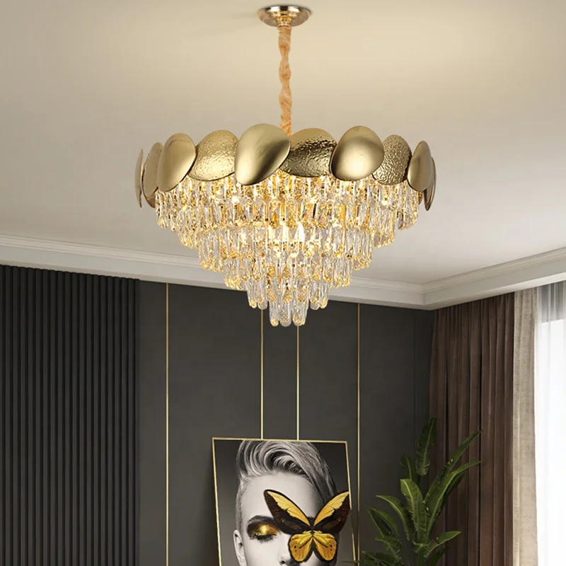 high ceiling contemporary light chandelier specification ,modern k9 titanium gold luxury lamp crystal stainless steel chandelier