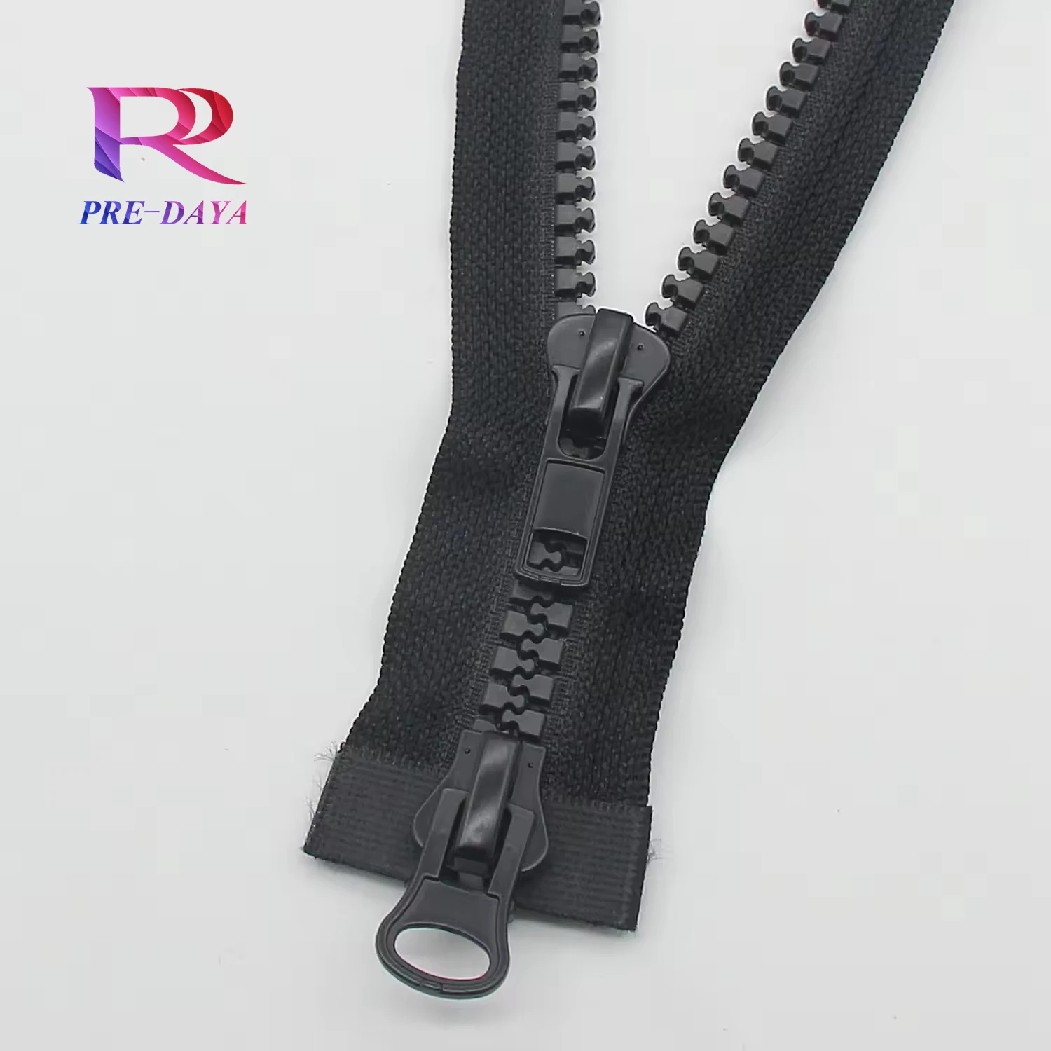High Quality #10 plastic 2 puller big resin zipper Plastic Garment Zipper
