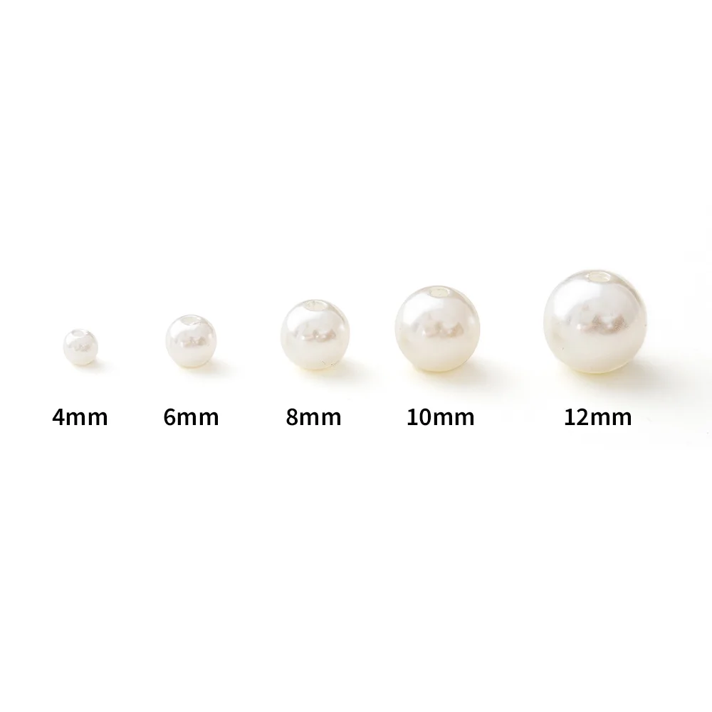 DIY Multi-size optional 4-12mm Ivory Imitation Pearl Beads Acrylic Smooth Round Spacer Beads for Jewelry Making