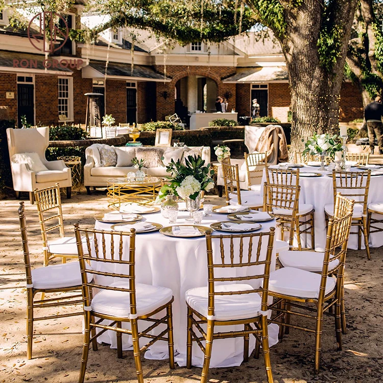 China Chiavari Catering ceremony luxury Gold chair metal chivari chavari Tiffany Hotel Event Party wedding Hall furniture chair