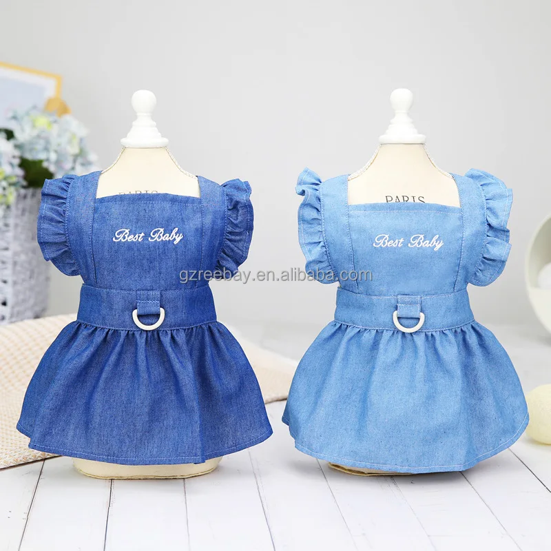 Wholesale Summer Autumn Fashion Jeans Denim Dog Dress Harness Luxury Pet clothes For Dog