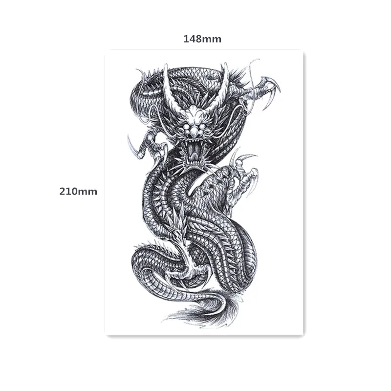 Customization Temporary Body Art Tattoo Sticker Water Transfer Dragon Stickers waterproof lasting 3D simulation