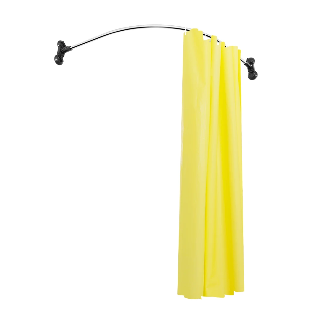 BAOYOUNI 95*95cm Stainless Steel Suction Cup Mounted Curved Shower Curtain Rod Arc Bathroom Rod Corner Shower Rod
