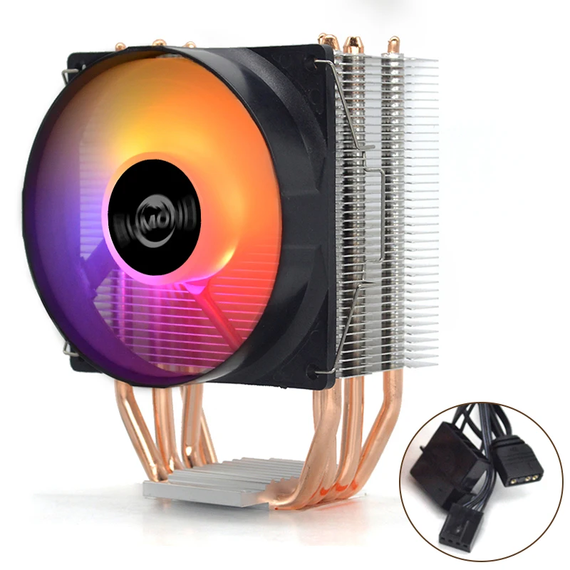 90mm 4 heatpipe RGB CPU coolers for intel LGA 115X 1366 2011 2066   Ryzen 5 3600X 3400G 2600X 1600 1500X