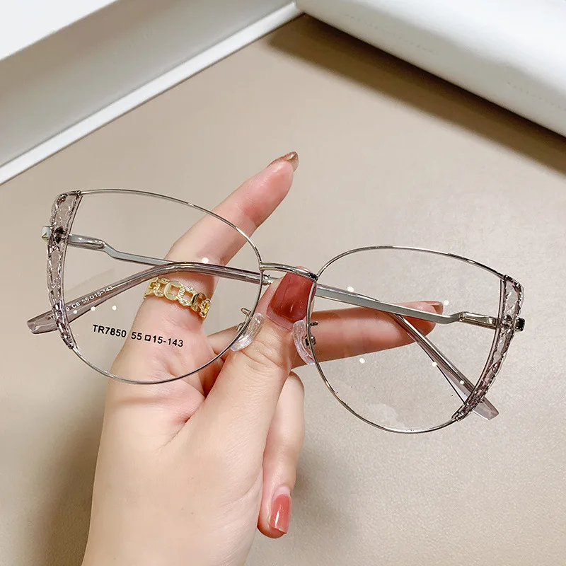 TR Textured Ring Eyewear Frame Avant-garde Trend Style Ladies Fashion Anti-blue Light Eyeglasses Computer Protective Spectacle