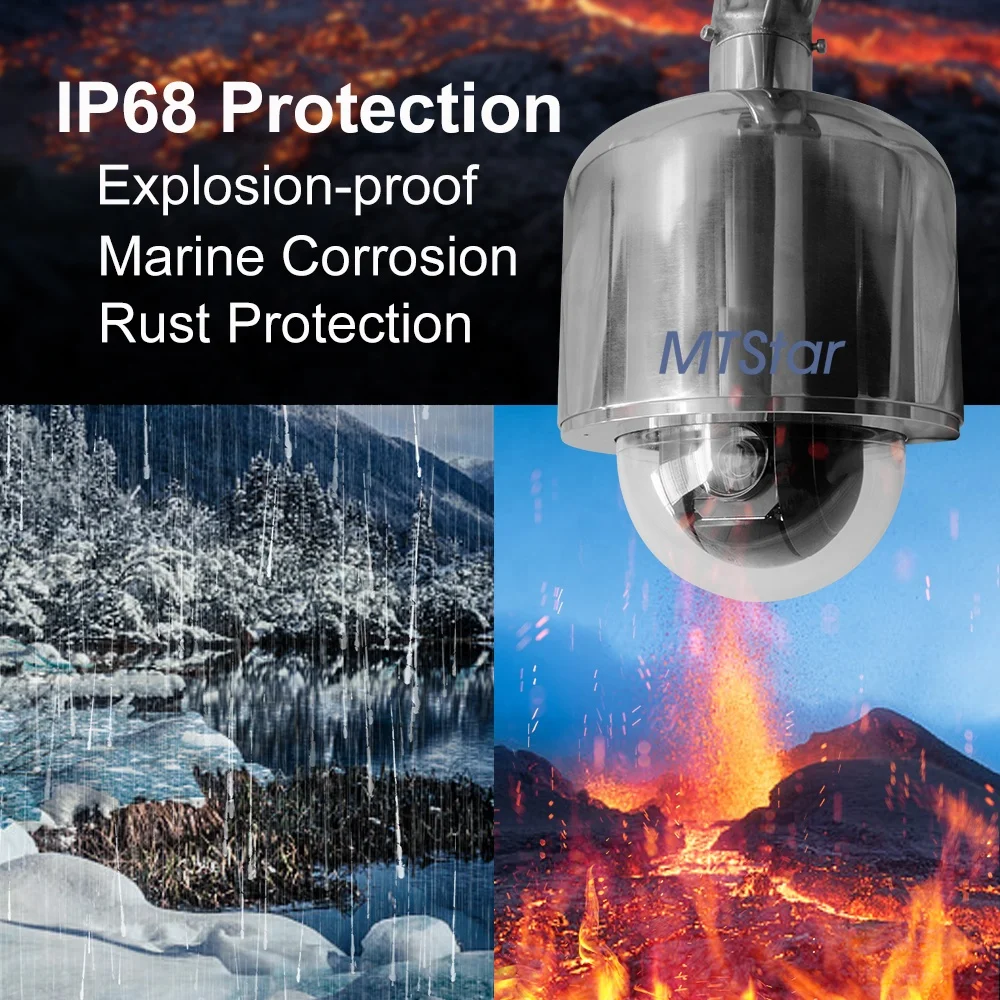  H.265 5 Мп Взрывозащищенная цифровая камера видеонаблюдения IP Starlight Высокоскоростная купольная безопасности из нержавеющей стали морские