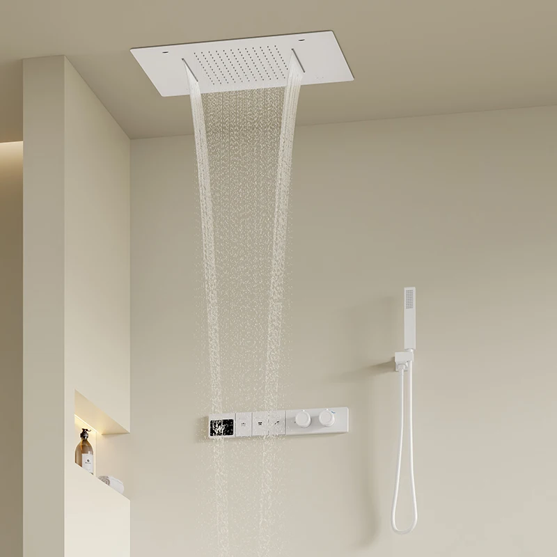 Luxury Temperature Control Digital Shower Set 2024 Bathroom Concealed Shower Set Ceiling Waterfall Shower